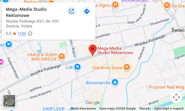 dojazd do mega media studio reklamowe Świecie Dojazd do Mega-Media Studio Reklamowe Świecie
